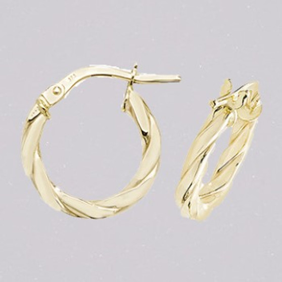 9ct yellow gold 10mm twisted hoop earrings ER11522