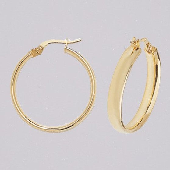 9ct yellow gold 20mm court shaped hoop earrings ER11572