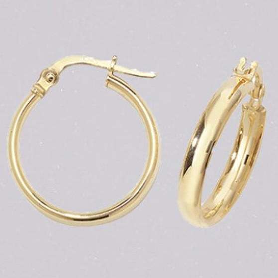 9ct yellow gold 15mm court shaped hoop earrings ER11672