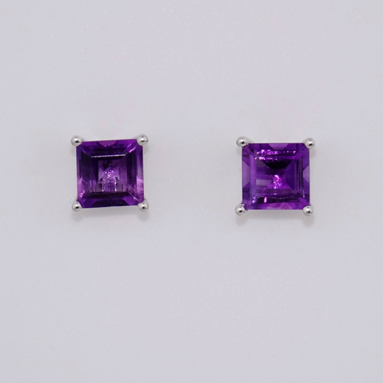 9ct white gold amethyst stud earrings