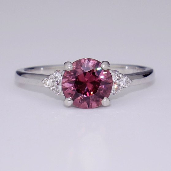 9ct white gold pink zircon and diamond ring
