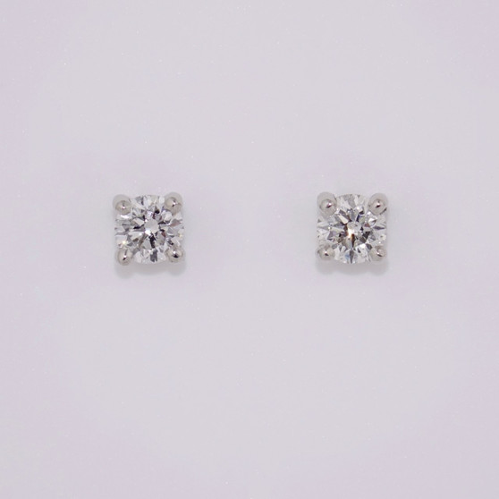 18ct white gold round brilliant cut diamond solitaire stud earrings