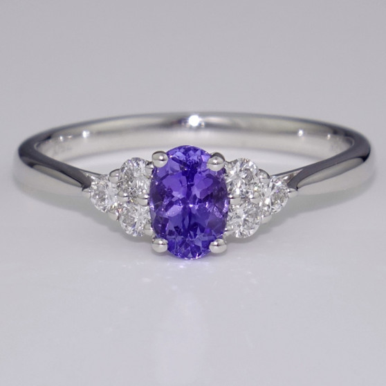 18ct white gold tanzanite and diamond ring