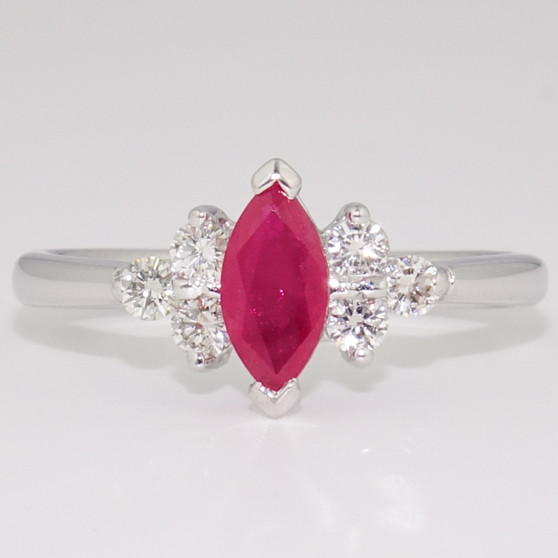 18ct white gold marquise cut ruby and diamond ring 18ct white gold marquise cut ruby and diamond ring