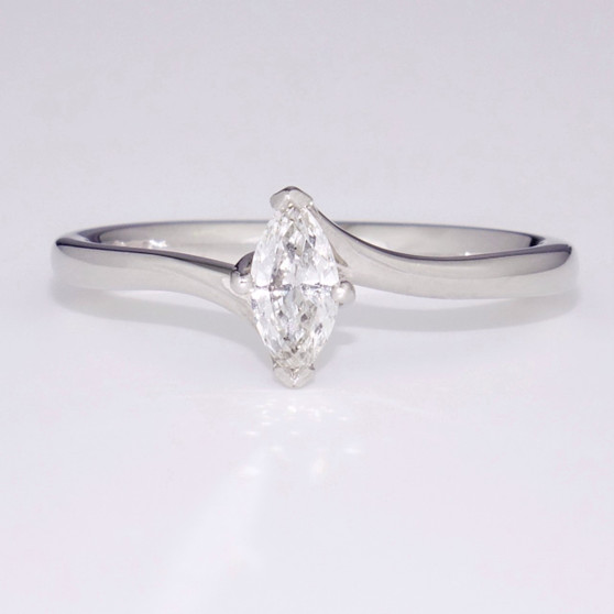 Platinum marquise cut diamond solitaire ring GR3553