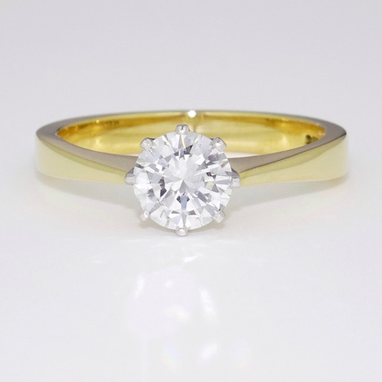 18ct yellow gold and platinum diamond solitaire ring GR2911