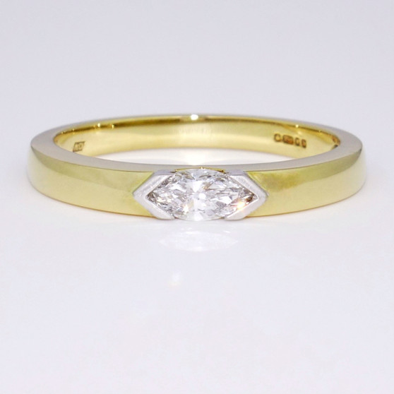 18ct gold marquise cut diamond solitaire ring GR2971