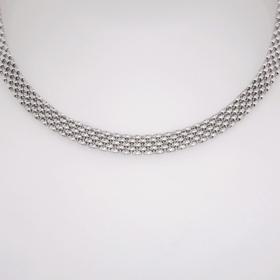 Silver five row panther link necklace SNEC58