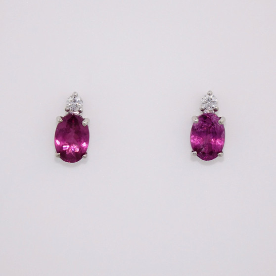 9ct white gold raspberry garnet and diamond earrings