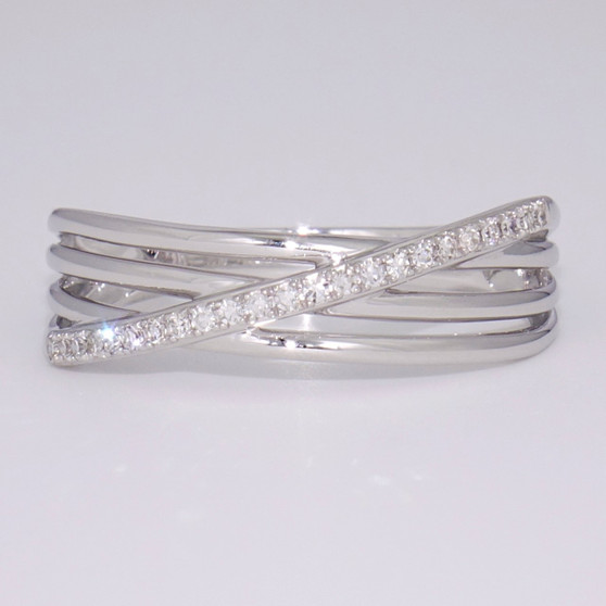 9ct white gold diamond crossover ring