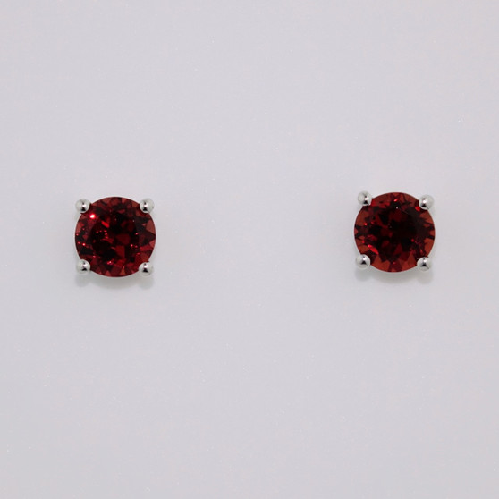 9ct white gold round cut garnet stud earrings