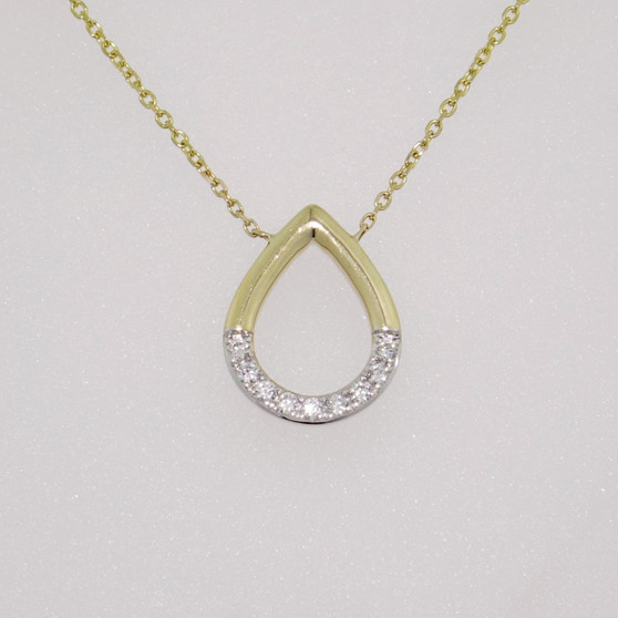 9ct gold diamond-set pear shaped pendant