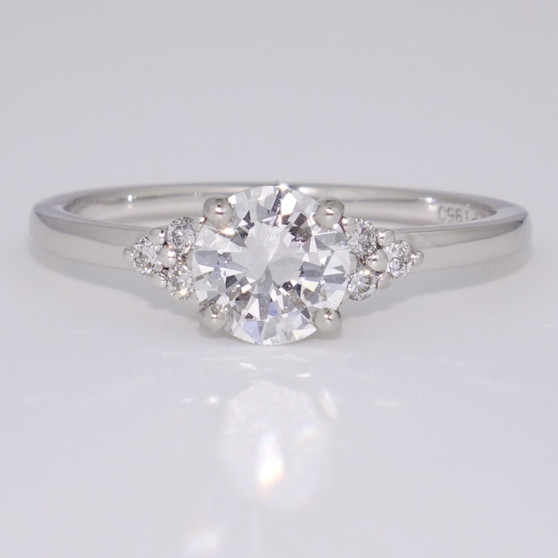 Platinum ring with a centre round brilliant cut diamond set with six round brilliant cut diamonds