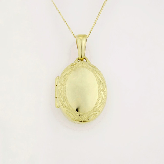 9ct gold oval engraved locket