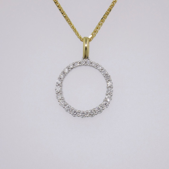 9ct yellow and white gold diamond circle pendant