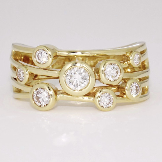 18ct yellow gold diamond bubble ring