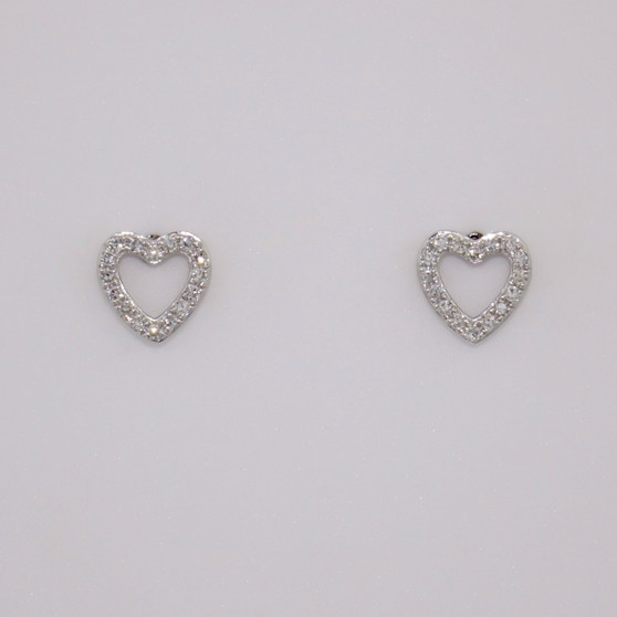 9ct white gold diamond heart stud earrings