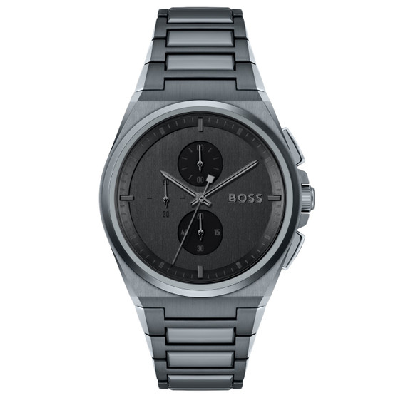 Gents BOSS Steer GQ 2022 IP Grey Bracelet Watch 1513996