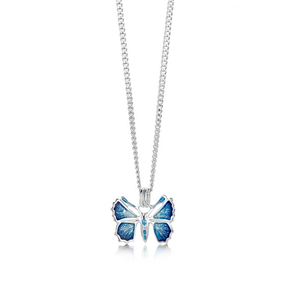 Sterling silver Sheila Fleet Butterfly necklace with Holly Blue enamel EP00286