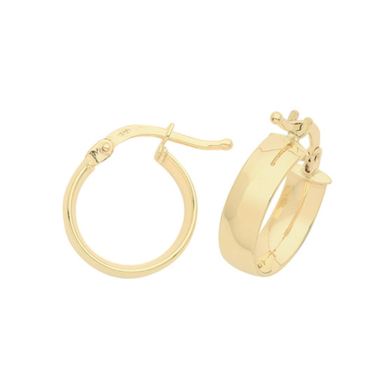 9ct yellow gold court shaped hoop earrings