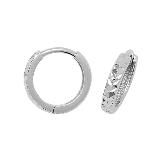 9ct White Gold Diamond Cut Hoop Earrings ER13653