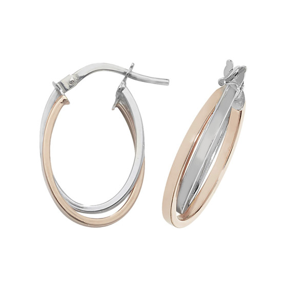 9ct Rose & White Gold Double Hoop Earrings ER13651