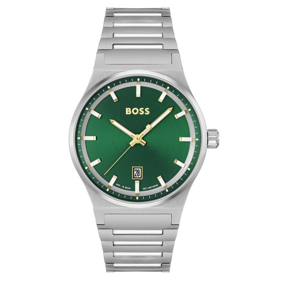 Gents BOSS Candor Stainless Steel Bracelet Watch with Green Dial
