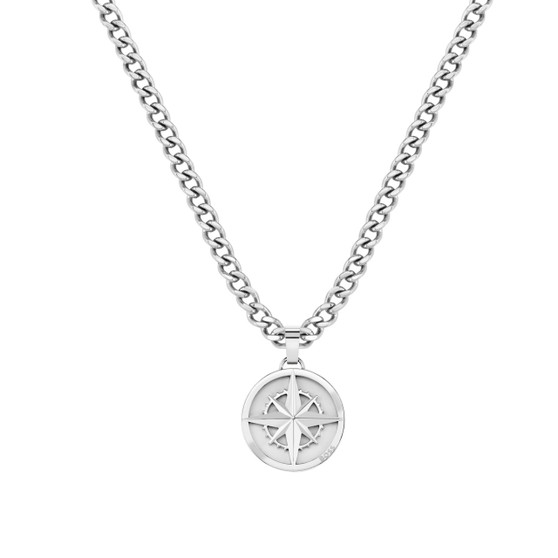 Gents BOSS North Stainless Steel Compass necklace