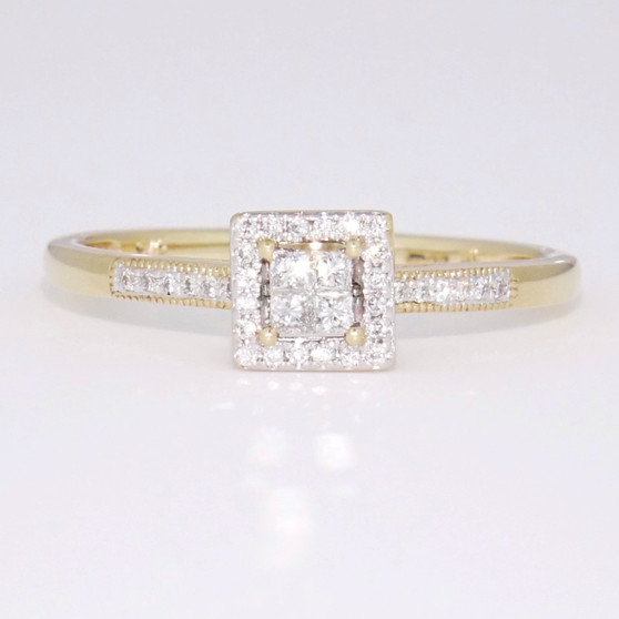 9ct gold diamond cluster ring