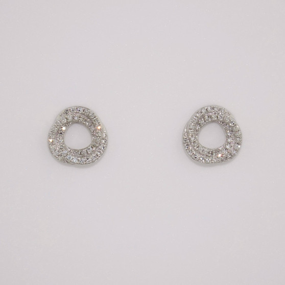 9ct white gold diamond knot stud earrings