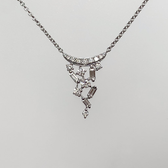 9ct white gold scattered diamond necklace