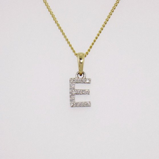 9ct gold diamond initial pendant