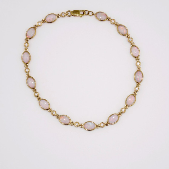9ct gold opal and diamond bracelet