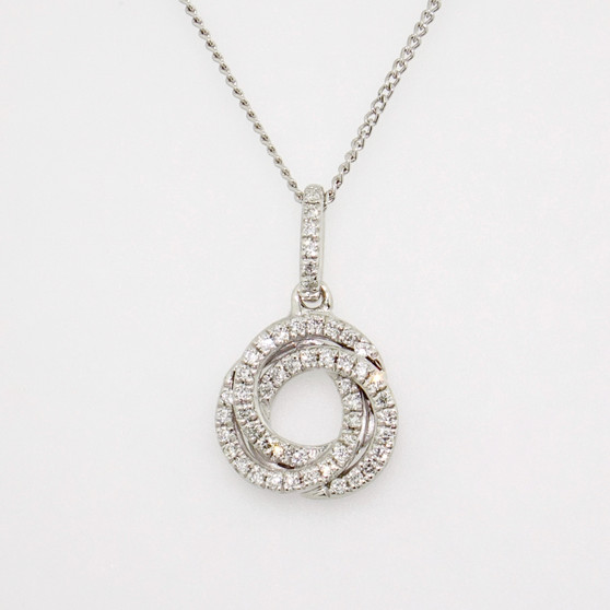 9ct white gold diamond knot pendant with diamond-set bail