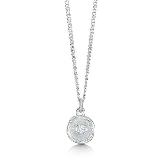 Sheila Fleet Lunar CZ necklace with Frost enamel