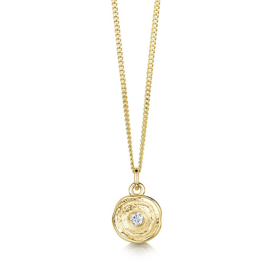Sheila Fleet Lunar 9ct gold necklace with diamond 9Y-DP00248
