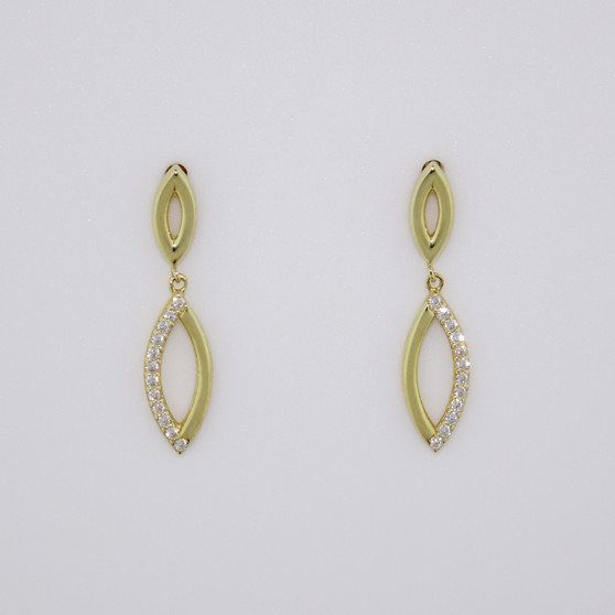 9ct gold cubic zirconia marquise drop earrings