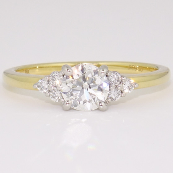 18ct yellow gold and platinum round brilliant cut diamond ring