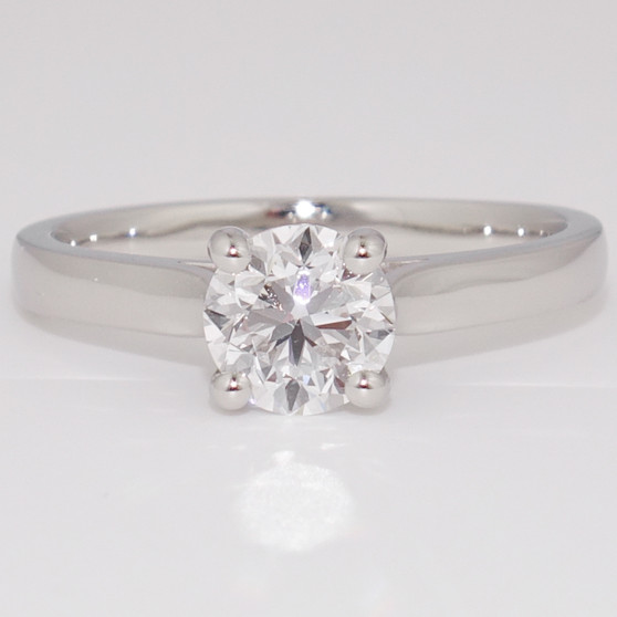 Platinum certificated D colour round brilliant cut diamond solitaire ring