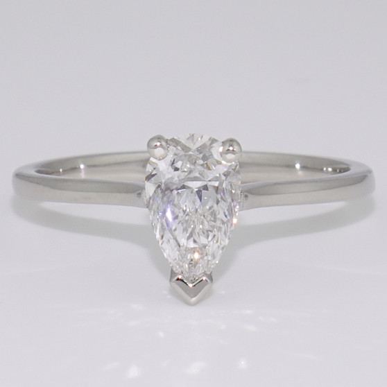 Platinum certificated pear cut diamond solitaire ring