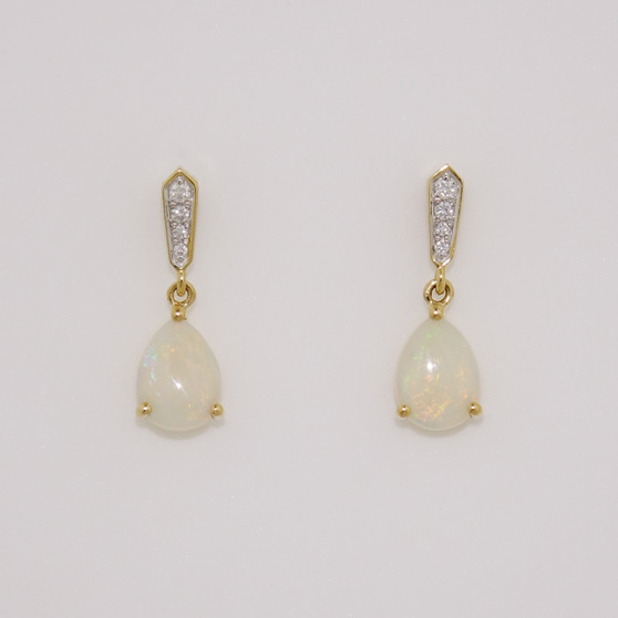 9ct gold opal and diamond drop earrings