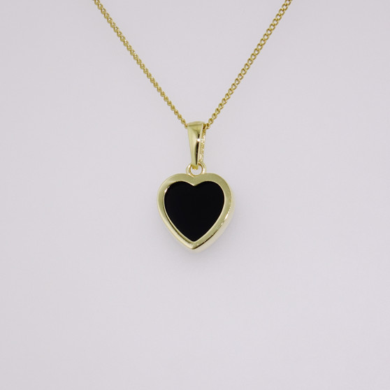 9ct gold black onyx heart pendant