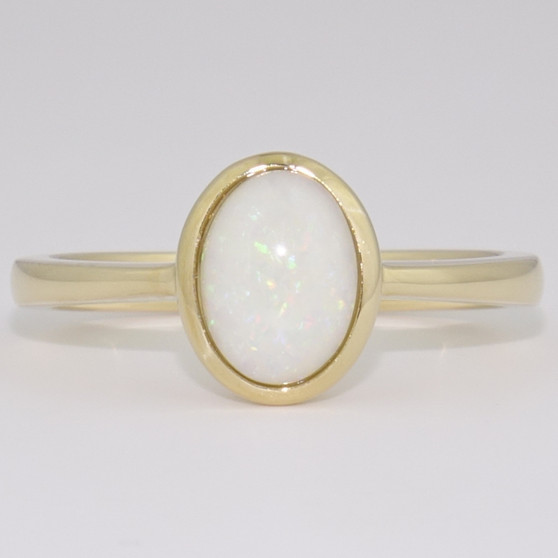 9ct gold opal rubover ring