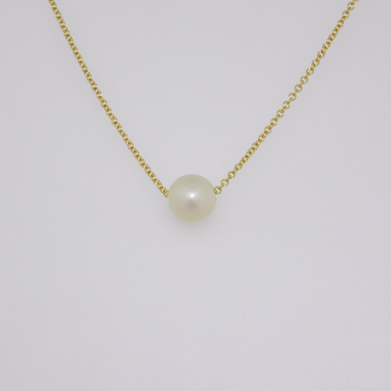18ct gold floating Scottish freshwater pearl necklace