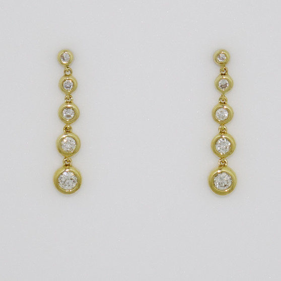 9ct gold five round brilliant cut diamond drop bubble earrings