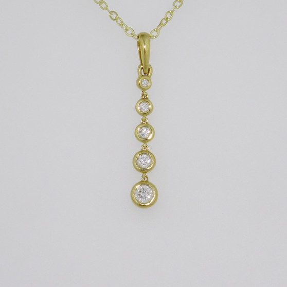 9ct gold five rubover-set diamond bubble necklace