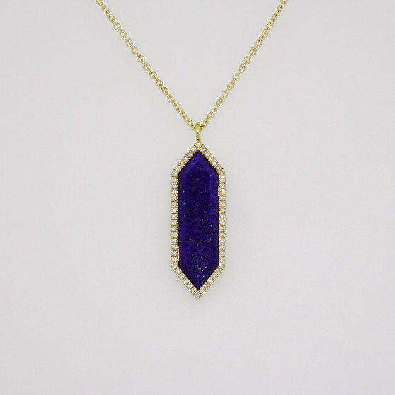 9ct gold lapis lazuli and diamond necklace