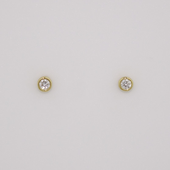 9ct gold rubover-set diamond stud earrings