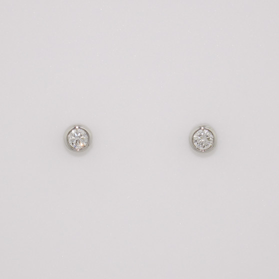 9ct white gold rubover-set diamond stud earrings