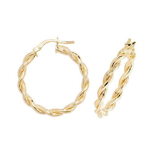 9ct yellow gold twisted hoop earrings